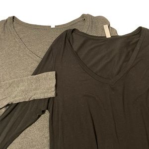 Ladies long sleeve tunic tops in basic black & gray Size L